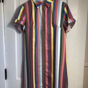 Colorful Striped Shirt Dress
